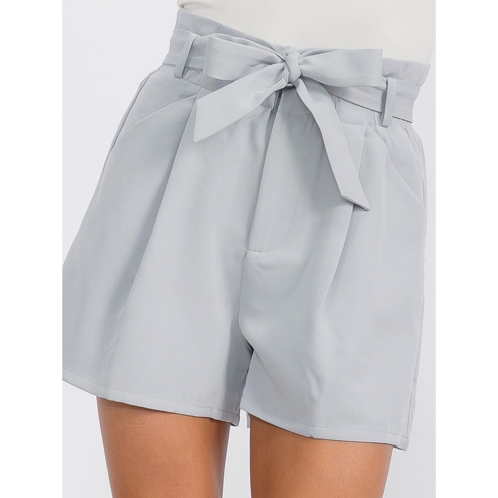 Edit by Nine Womens Grey Paperbag Waist Tie Front Shorts Size Medium NWT‎